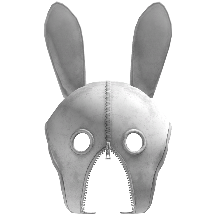 archive leather zip up bunny mask white