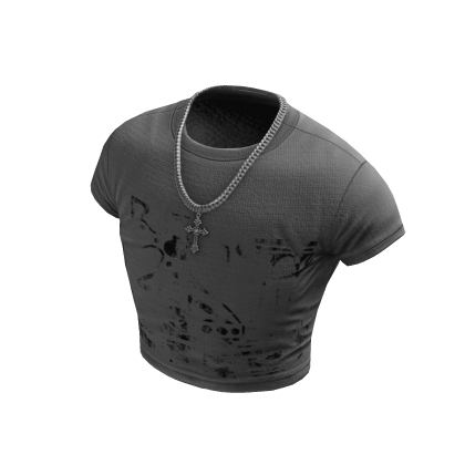 Gray Graphic Y2K Baby Tee