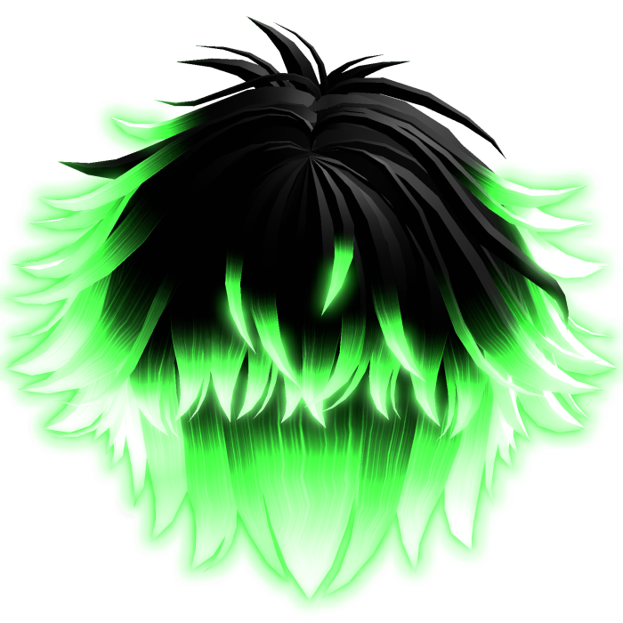 Black to Green Fluffy Anime Hair (Emissive)