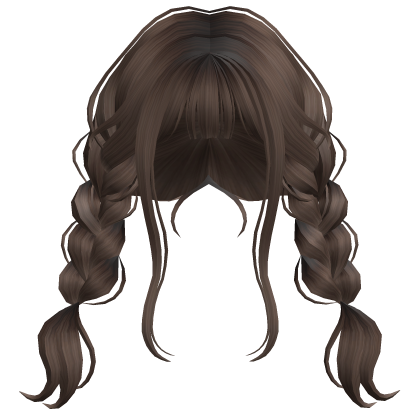 Roblox Item Cute Fluffy Braided Pigtails(Brown)