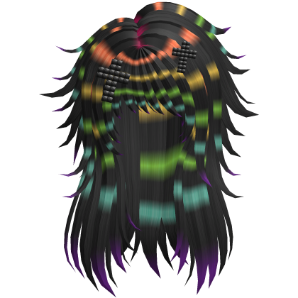 Scene Spiky Hair Studd Cross - Rainbow Raccoon
