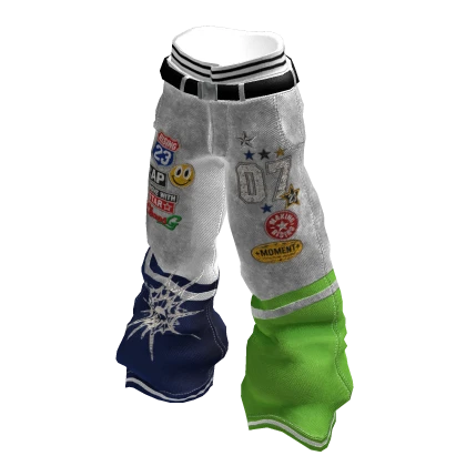 iBLOX - Blue & Green Y2K Racing Zip-Up Baggy Pants | Roblox Item