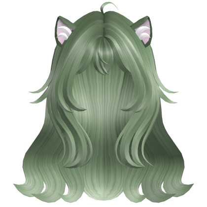 Green Hair w Cat Ears Roblox item