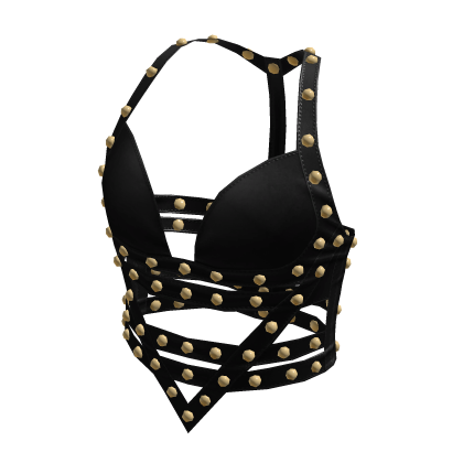 aprelle Y2k leather studded top black