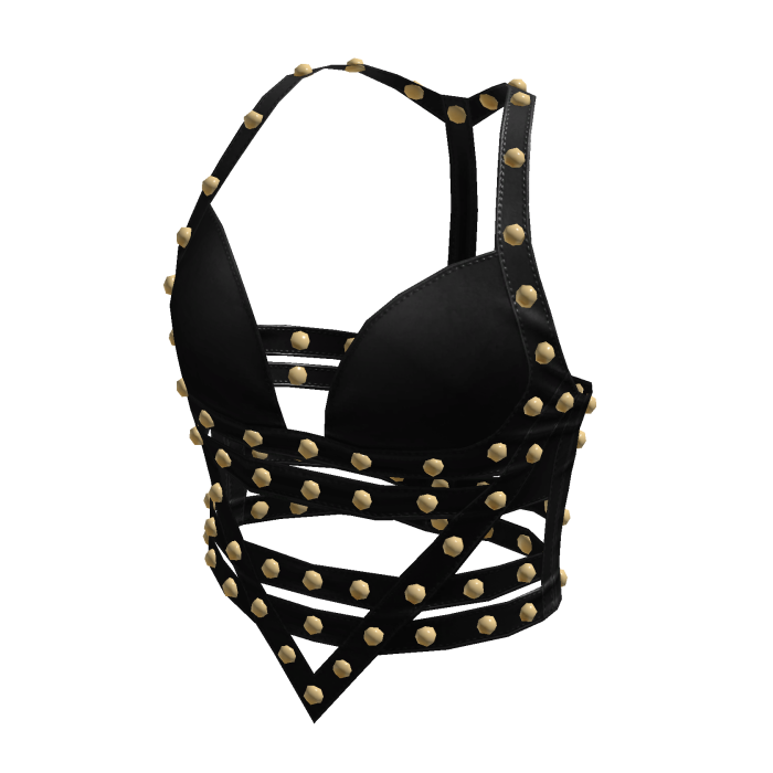 aprelle Y2k leather studded top black