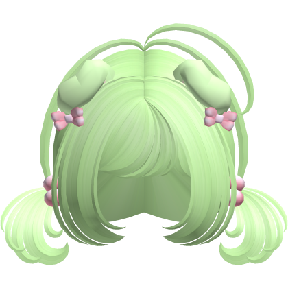 ♡ Cute pastel green pigtails w/ puppy ears