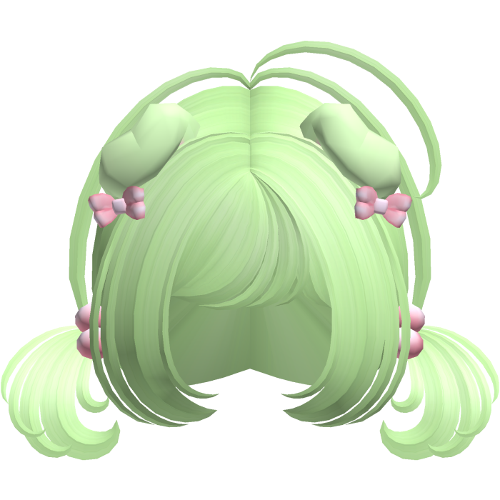 ♡ Cute pastel green pigtails w/ puppy ears