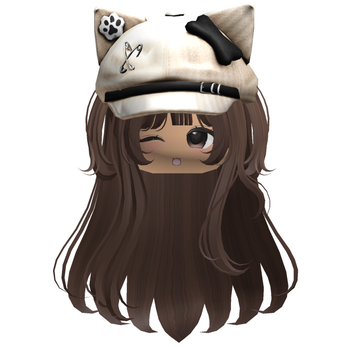 Kawaii Kitty Beret Brown Hair w/ Wink Face