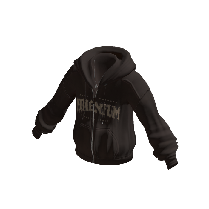 Zip-Up Hoodie w/ Front Text Print (Brown)