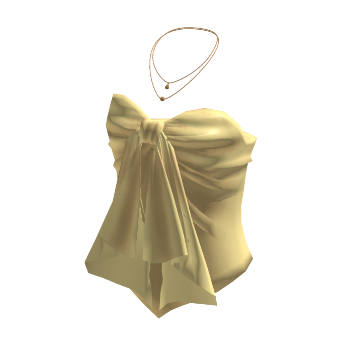 Coquette Satin Bow Tube Top w/ Necklace (Yellow)