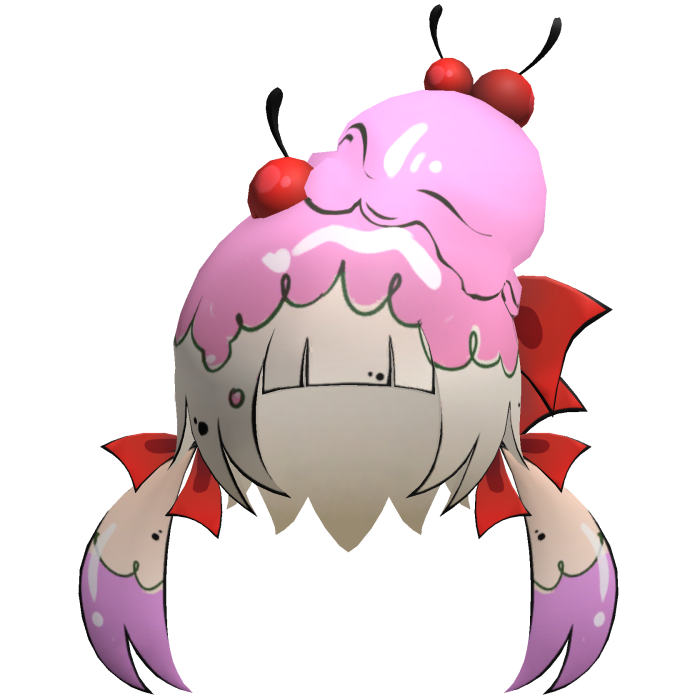 Toon Lowpoly Ice Cream Sunday Girl Hair