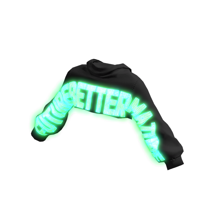 Black Cropped Oversized Hoodie/Green Glow[2AM]