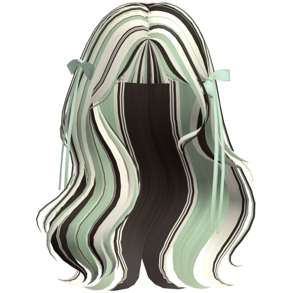 coquette wavy mint chocolate hair w/ ribbons Roblox item