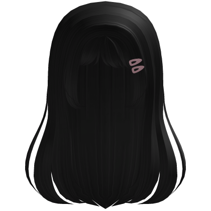 Cute Black Hair With Pink Clips 🎀
