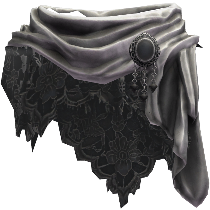 Silver Black Lace Scarf with Brooch