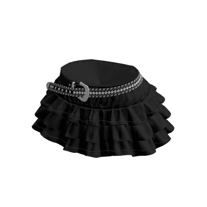 Black Ruffled Skirt w/ Belt thumbnail