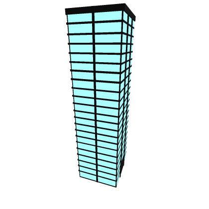 big blue vaporwave skyscraper