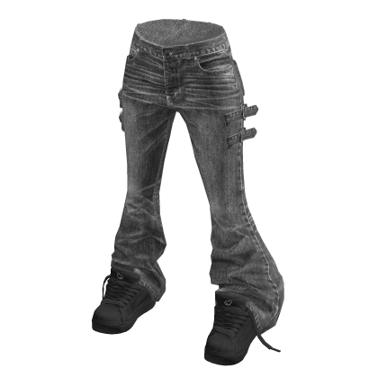 💗 Y2K Bootcut Jeans w/ High-Tops _ Grey