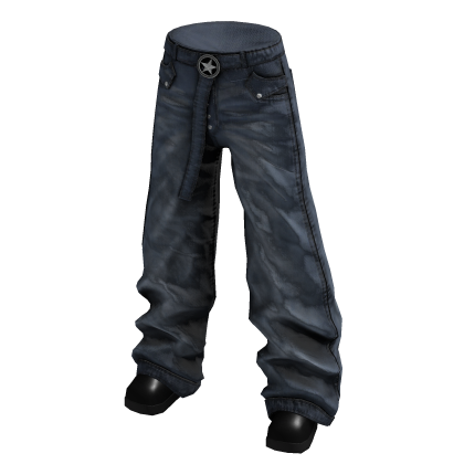 Crinkled Baggy Pants (Navy)