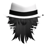 Black Messy Wolf cut Hair with White Fedora