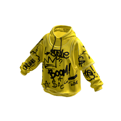 Kpop Layered Oversized Hoodie Graffity White thumbnail