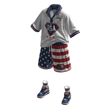 4th of July USA Polo & Jersey shorts set thumbnail