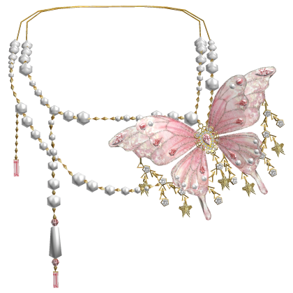 Kim's Pink Pearl Butterfly Necklace Roblox catalog item