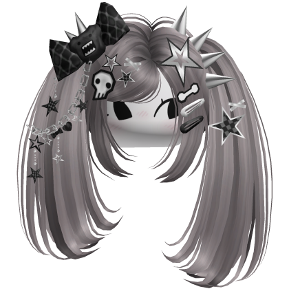 ♡ Scene Spiky Moe Pigtails (Grey)