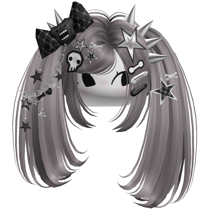 ♡ Scene Spiky Moe Pigtails (Grey)