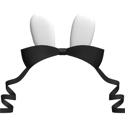 ♡ cute bunny ears with curly ribbons bow black Roblox item