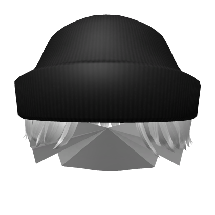 Hair white with Beanie (Black) Roblox item