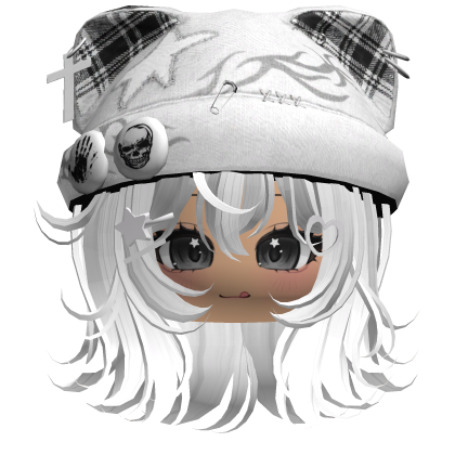 White Streetwear Y2K Beanie Girl Hair