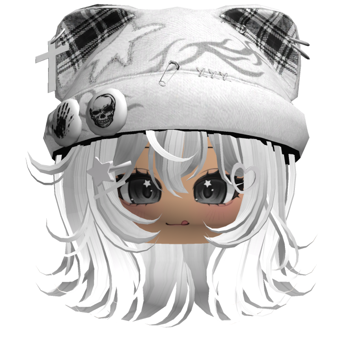 White Streetwear Y2K Beanie Girl Hair
