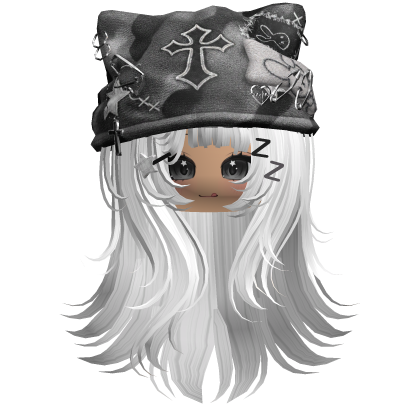 White Cross Beret Emo Girl Hair