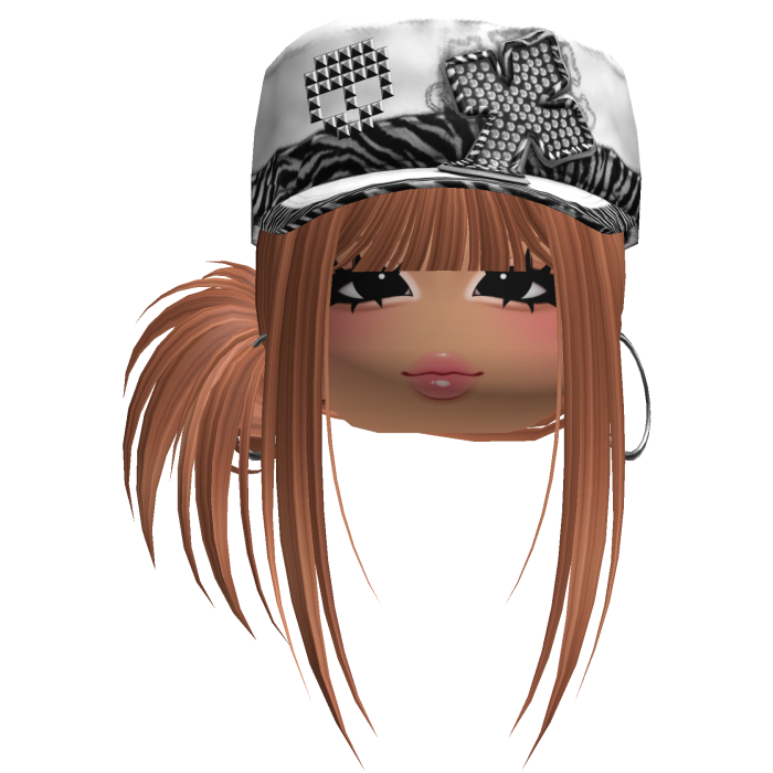 Gyaru Side Bun Hair w/ Zebra Cap & Earrings