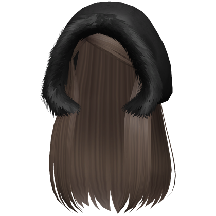 Cute Baddie Hair w/ Fuzzy Black Hood (Brown) Roblox item