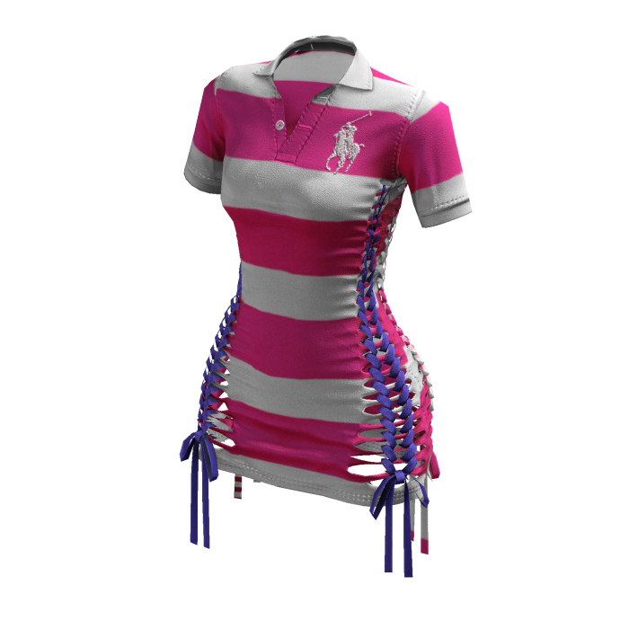 Braided Cutout Polo Dress (Pink Stripes)