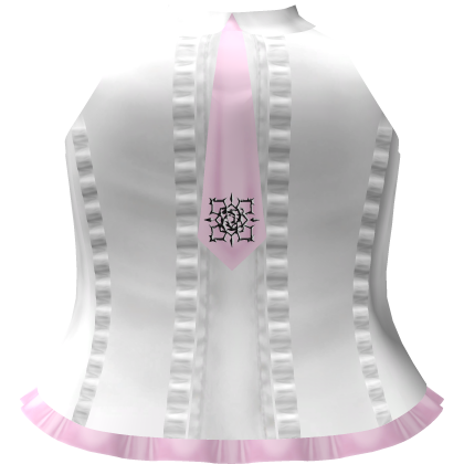 ✙ ruffled emo vkei white n pink rose uniform
