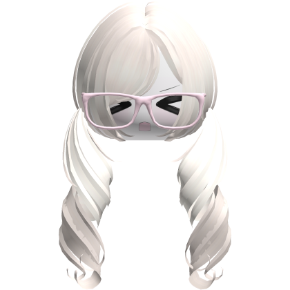 Cute Kawaii Light Blonde Curly Pigtails /w Glasses