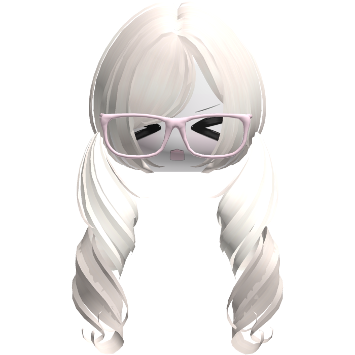 Cute Kawaii Light Blonde Curly Pigtails /w Glasses