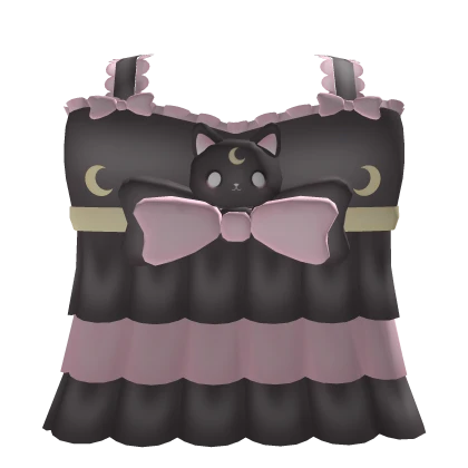 ♡ eclipse moon cat pink ruffle dress w bow Roblox item render