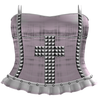 gothic white & pink studded cross dress 3.0 Roblox item