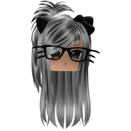 Gray Cute Cat Girl Hair + Cat Glasses