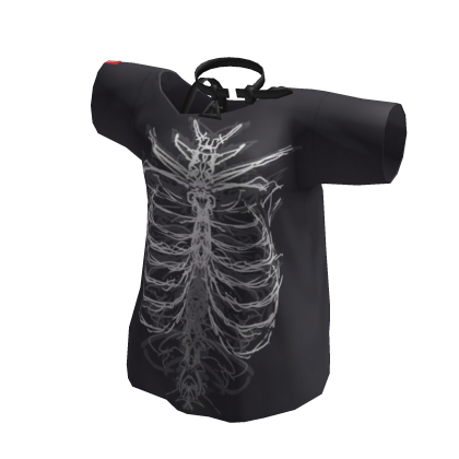 Black Emo Goth Skeleton Shirt w/ Choker
