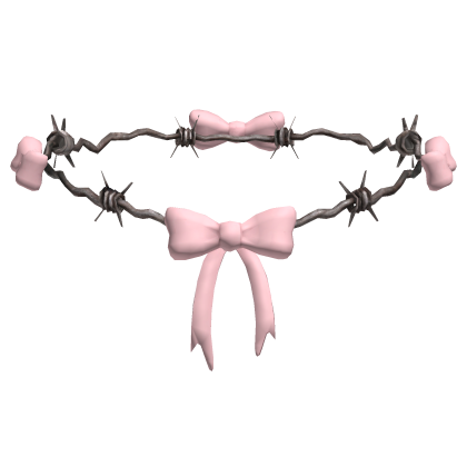 cute pink bow barbed wire necklace