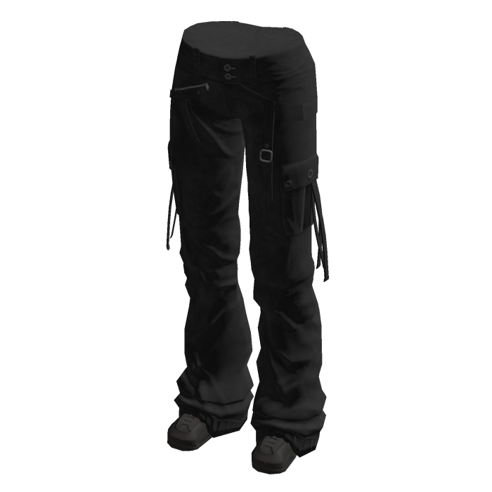 Y2K Grunge Baggy Cargo Pants w/ Shoes (Black)