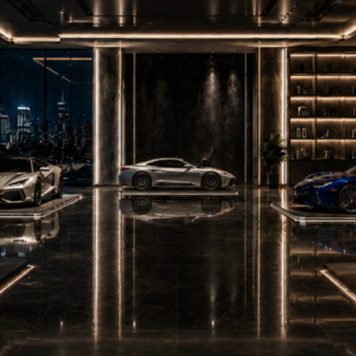 Car Rich Mansion City Night Flex Larp Background