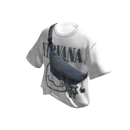 Grunge Y2K Nirvana Tee w & crossbody bag