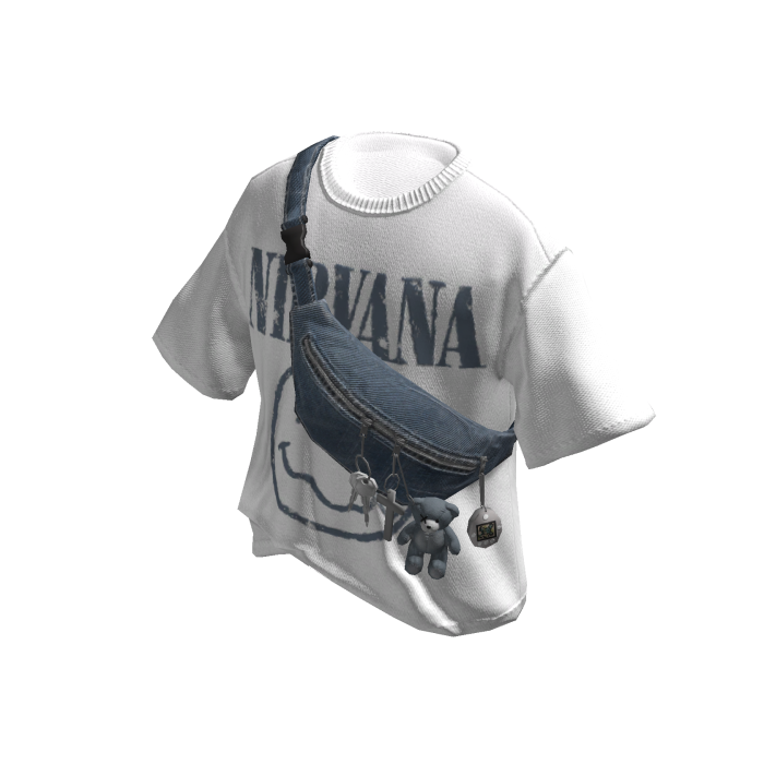 Grunge Y2K Nirvana Tee w & crossbody bag