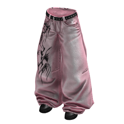 Pink Y2K Tribal Baggy Jeans